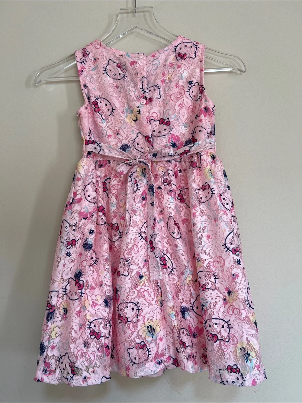 Hello Kitty Pink Lace Fit-and-Flare Dress with Bow 6X